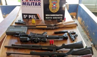 Operação resulta na prisão de 5 pessoas e apreensão de 8 armas de fogo em garimpo