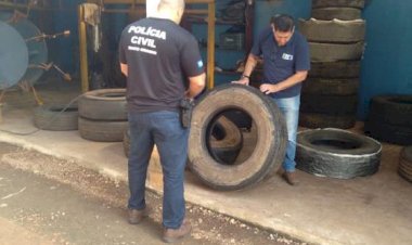 Polícia Civil e Ipem interditam empresa clandestina de recapagem de pneus