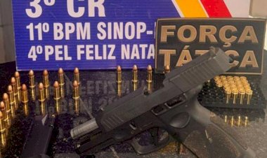 Força Tática prende homem com pistola e 52 munições dentro de caminhonete