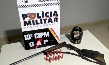 GAP da Polícia Militar prende motociclista por porte ilegal de arma e munições em estrada rural de Querência