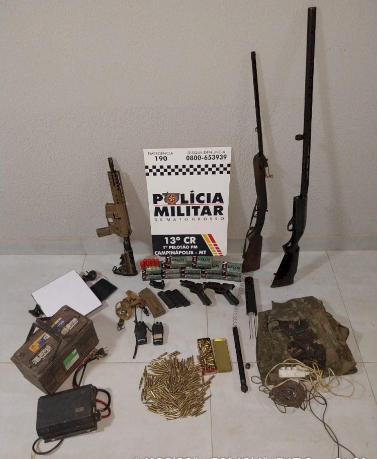 PM do núcleo de Campinápolis prende suspeitos por porte e posse ilegal de arma de fogo