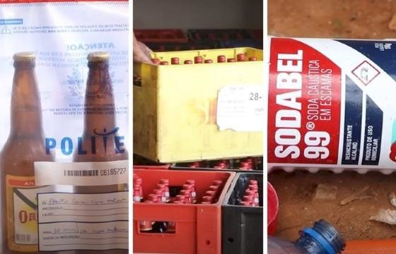 Fábrica clandestina adulterava até 900 caixas de cerveja por semana em MT; soda cáustica encontrada no local
