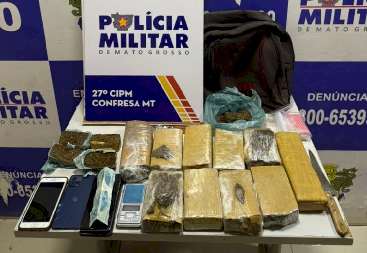 PM apreende 10 tabletes de maconha e prende quatro faccionados em Confresa
