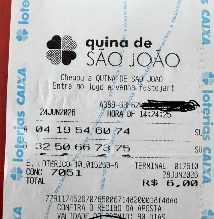 Aposta de Campinápolis acerta a quadra e fatura mais de R$ 12 mil na Quina de São João