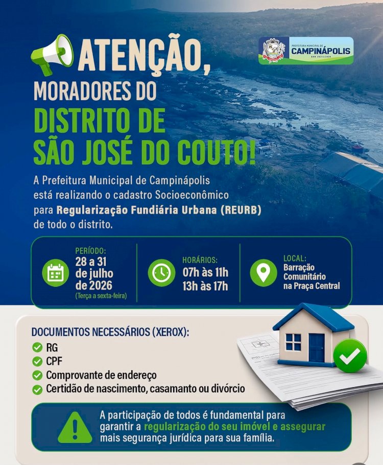 Prefeitura de Campinápolis realiza cadastro para regularização fundiária no distrito de São José do Couto