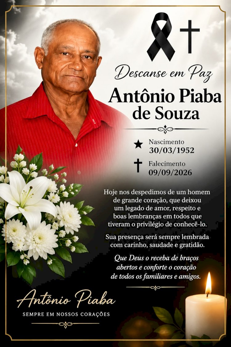 Antônio Piaba de Souza, pai dos vereadores Birro Piaba e Sula Piaba, morre em Campinápolis